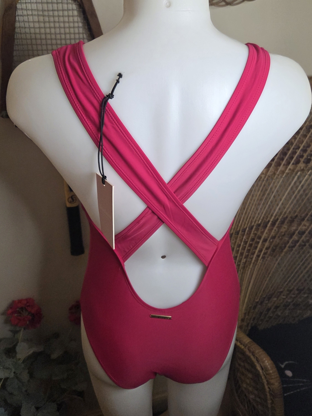 Juicy Couture Bright Pink Crossback One-Piece Swimsuit NWT